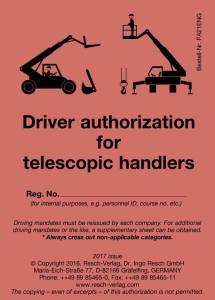 Driver authorization for telescopic handlers
