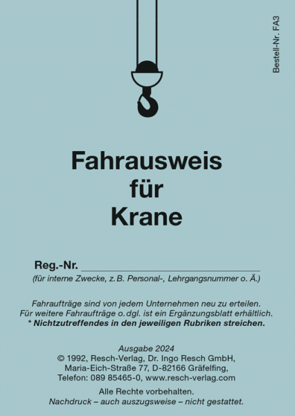 Fahrausweis für Krane
