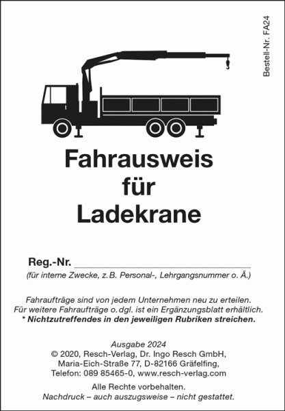 Fahrausweis für Ladekrane