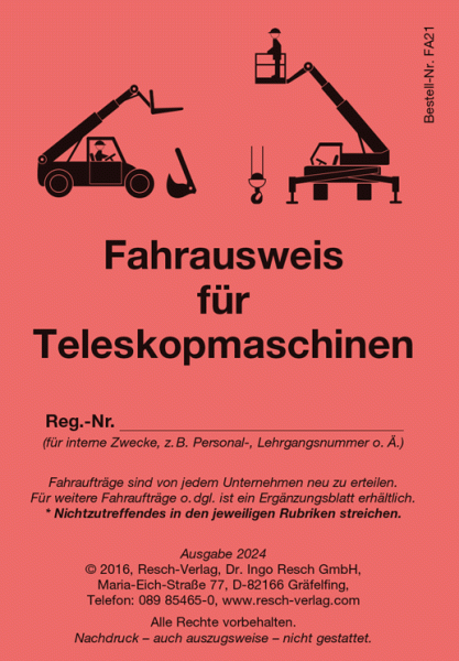 Fahrausweis für Teleskopmaschinen
